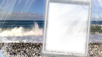 شاطئ البحر وامواج فريم للصور 390x220 - صورة شاطئ البحر وامواج فريم للصور