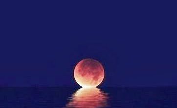قرص القمر الاحمر الوردي فوق مياه البحر الهادئه ليلا 362x220 - صورة قرص القمر الاحمر الوردي فوق مياه البحر الهادئه ليلا