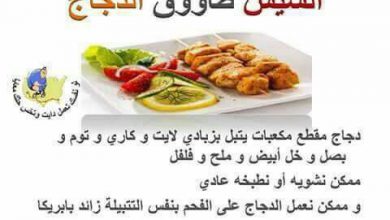 وصفات اكل عمل الشيش طاووق دجاج 390x220 - صور وصفات اكل عمل الشيش طاووق دجاج