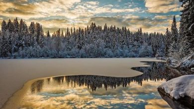 طبيعية انعكاس السحاب على مياه بحيرة وسط الثلوج 390x220 - صور طبيعية انعكاس السحاب على مياه بحيرة وسط الثلوج