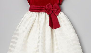 صور أجمل واحلي فساتين الأطفال فستان أحمر في أبيض بحزام ستان رائع 378x220 - صور أجمل واحلي فساتين الأطفال فستان أحمر في أبيض بحزام ستان رائع